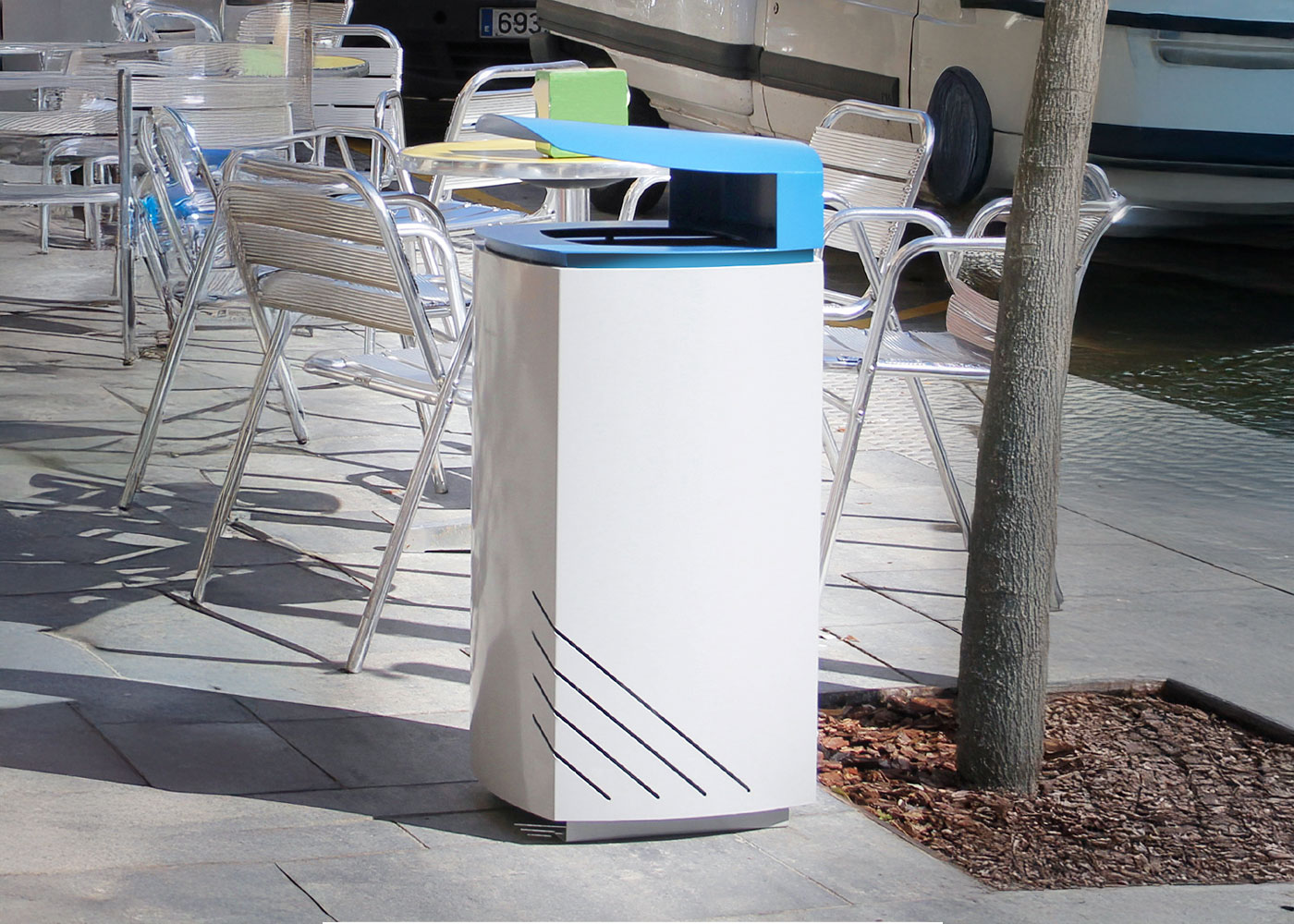 Papelera Baño Pequeña Papelera Bambú Naturéo 5L Blanca - Con Tapa, Para Baño O Cocina Papelera Bambú 5L