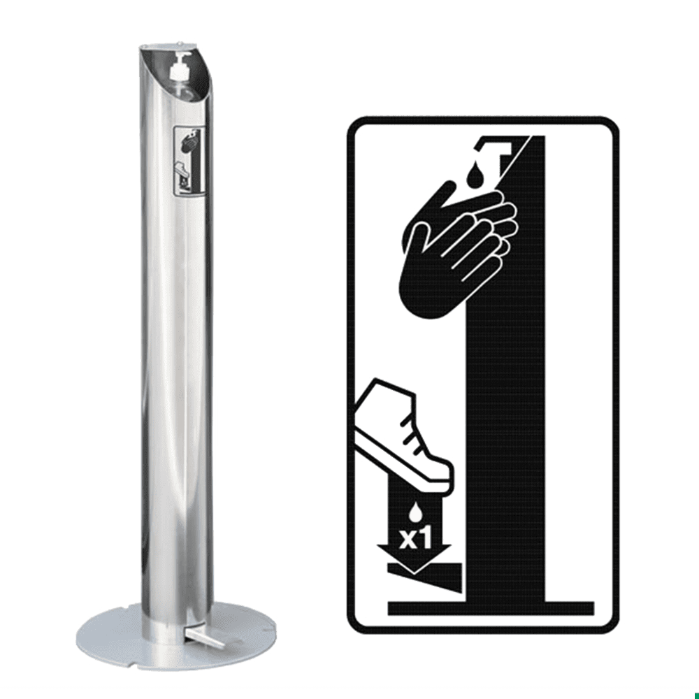 hand sanitiser dispenser in stainless steel